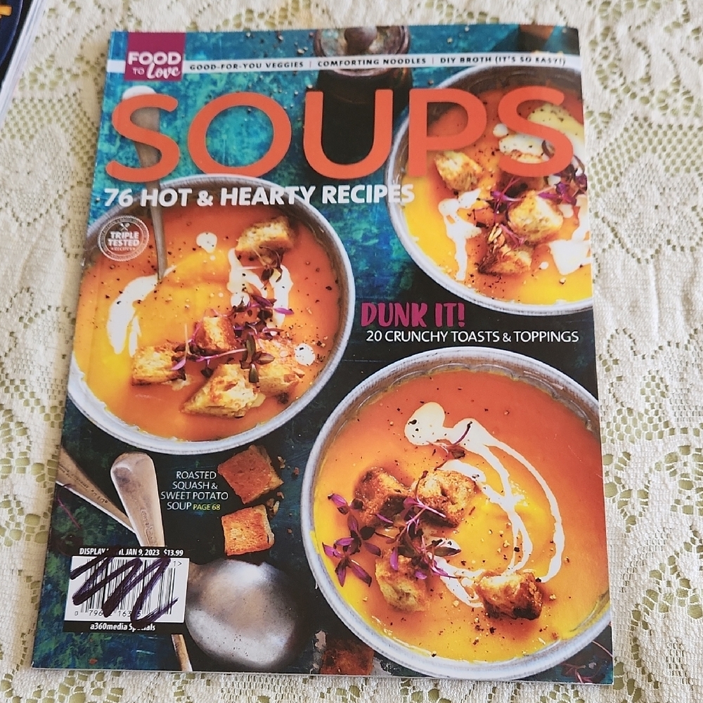 4/$15 FOOD TO LOVE Soups Cookbook Magazine 1/23